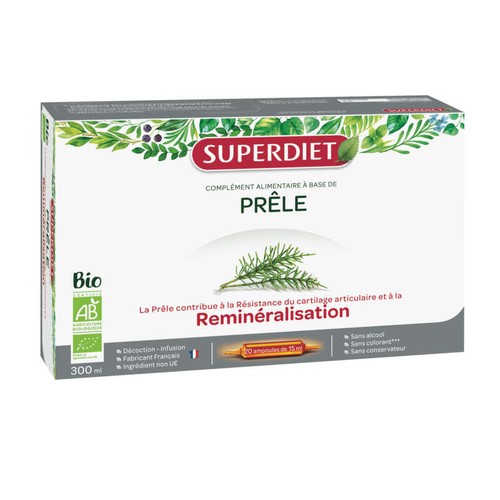 Superdiet Prêle 20 ampoules Bio de 15ml
