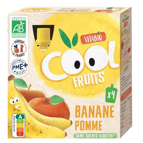 Vitabio Cool Fruits Pomme Banane & Acerola Bio 4x90g