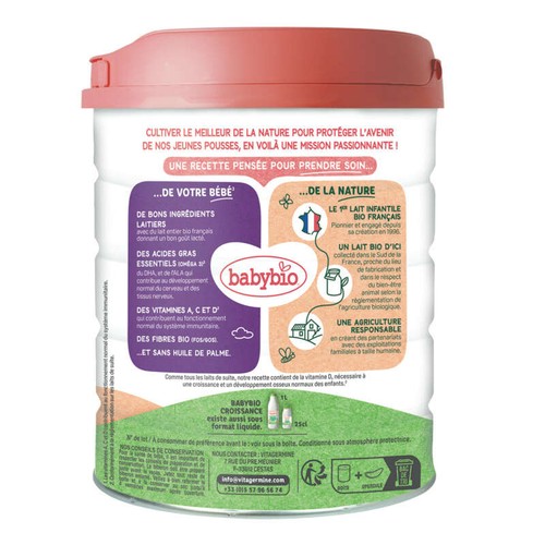 Babybio Optima Croissance 3 Lait en poudre de 10 mois à 3 ans 800g