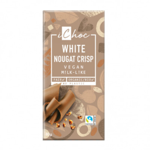 iChoc Chocolat Bio Nougat Blanc Crispy 80g