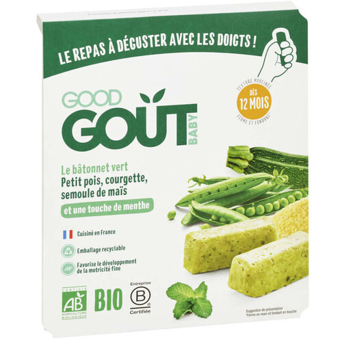 Good Gout Baby le bâtonnet vert petit pois- courgette semoule de mais - dès 12m