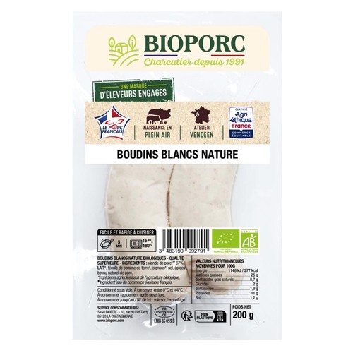 Bioporc Boudins Blancs 2x100g