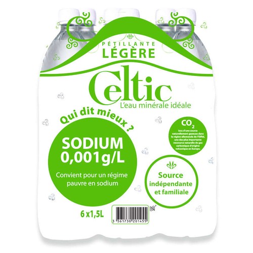 Celtic Eau Minérale Pétillante Légère Le pack 6x1,5L