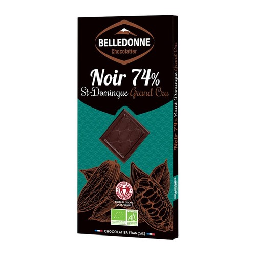 Belledonne Tablette chocolat noir 74 % St Domingue 100g