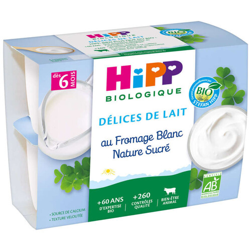 Hipp Délices De Lait Au Fromage Blanc Nature 6M Bio 4X100G