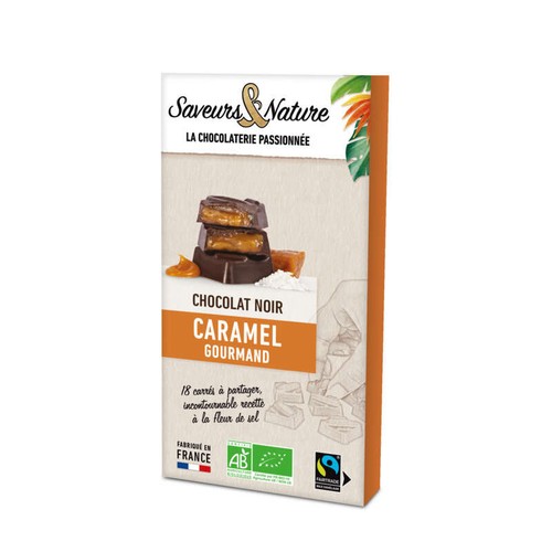 Saveurs & Nature Chocolat Noir 70% Cacao Caramel Gourmand 80g
