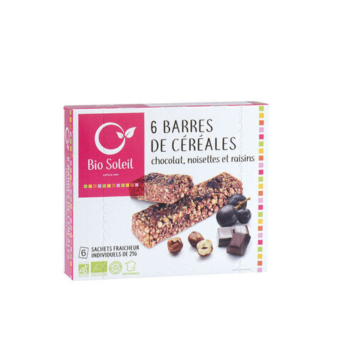 Bio Soleil Barres Céréales Noisettes & Raisins x6 130g
