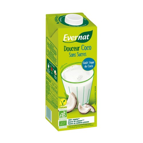 Evernat Boisson Douceur Coco Sans Sucres Bio 1L