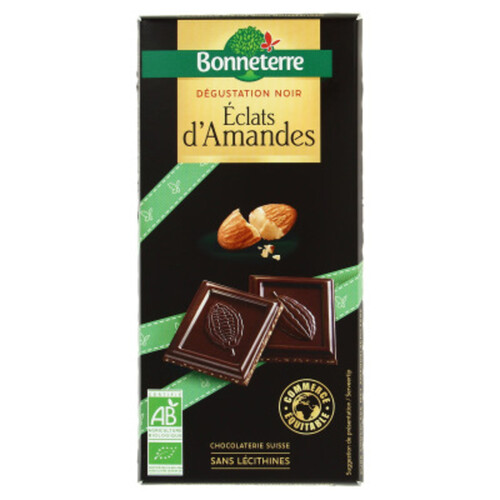 Bonneterre Chocolat Noir aux éclats d’Amandes 90g