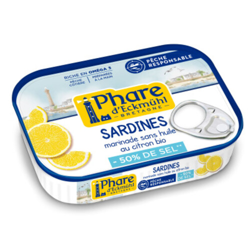 Connétable Sardines Sans Huile Au Citron Sans Sel Bio 115g