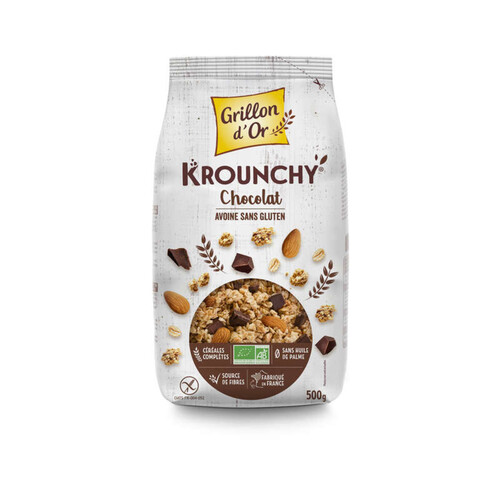 Grillon D'Or Krounchy Chocolat & Avoine Sans Gluten 500G Bio