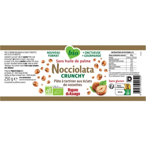 Rigoni Di Asiago Nocciolata Pâte à Tartiner éclats de noisettes 250g
