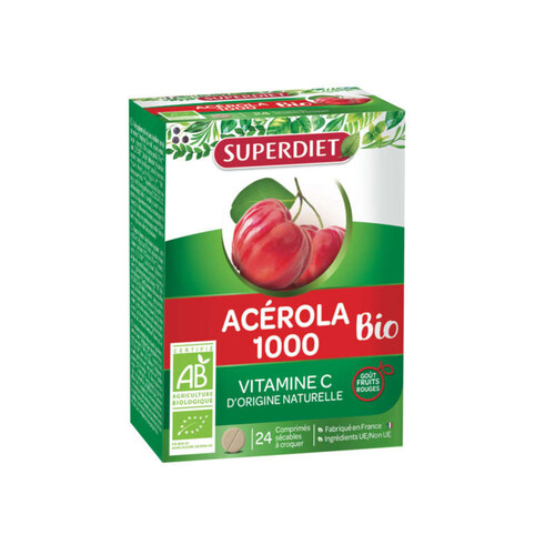 Superdiet Complément Alimentaire Acerola 1000 Vitamine C Bio X24