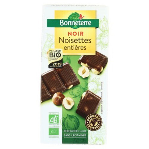 Bonneterre Chocolat Noir Noisettes Entières Bio 200g