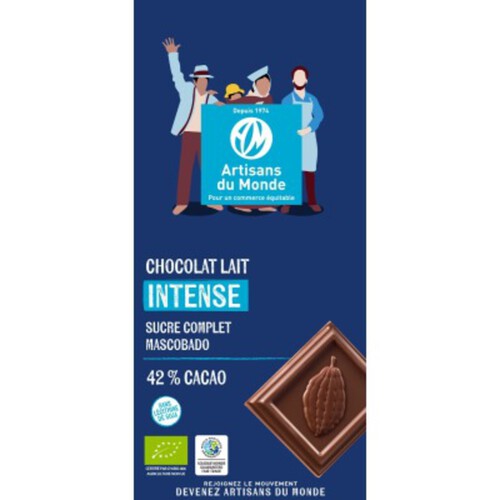Artisans du Monde Chocolat Au Lait Intense 42% Bio 100g