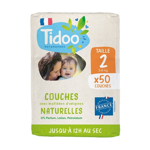 Tidoo Couches avec Matières Naturelles T.2 (3-6kg) x50