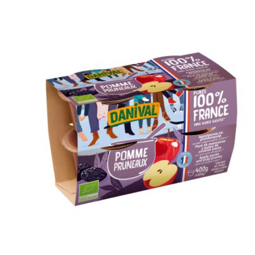 Danival Purée De Pomme Pruneaux Bio 4x100g