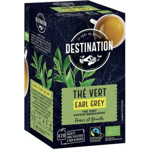 Destination Thé Vert Earl Grey saveur Bergamote *20 Sachets 30g