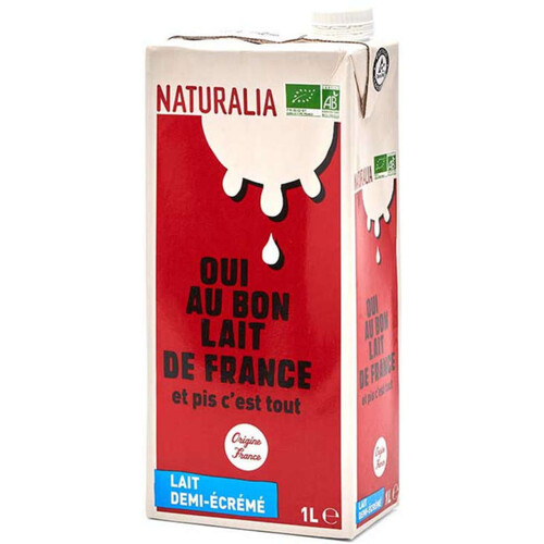 Naturalia Lait Demi-Ecrémé Origine France 1L