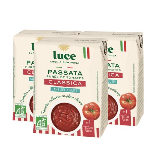 Luce Passata nature purée de tomates Bio 3x200g