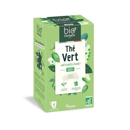 Bio Conseils Thé Vert Métabolisme Bio saveur Menthe *20 Sachets 44g