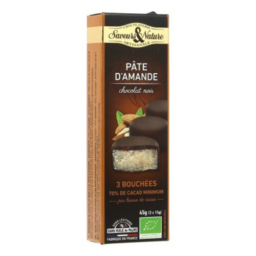 Saveurs & Nature Bouchées Pâte d'Amande & Chocolat Noir 45G Bio