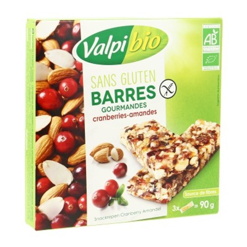 Valpibio Barres Cranberries & Amandes Sans Gluten Bio 90g