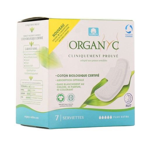 Organic Serviettes Nuit Flux Extra coton Bio Certifié *7
