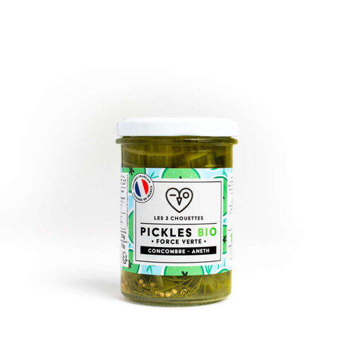 Les 3 Chouettes Pickles force verte concombre aneth 100g