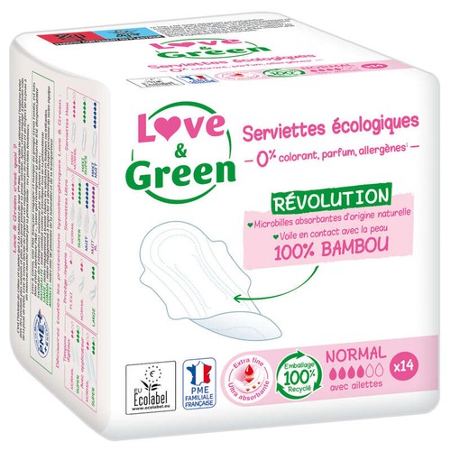 Love and Green Serviettes Hypoallergéniques Normal X14
