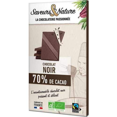 Saveurs & Nature Chocolat Noir 70% Cacao 80g