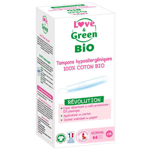 Love & green Tampons hypoallergéniques normal x16