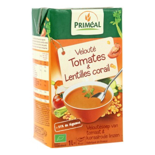 Primeal Velouté de Tomates & Lentilles Corail Bio 1L