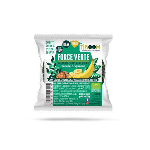 Tiboom Galette Force Verte Amande Spiruline bio 30g