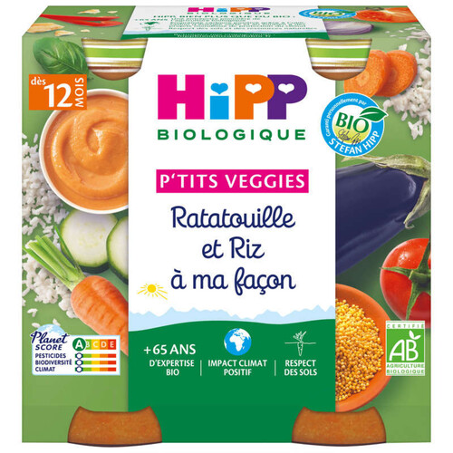 Hipp Biologique P'Tits Veggies Ratatouille & Riz à ma façon Dès 12