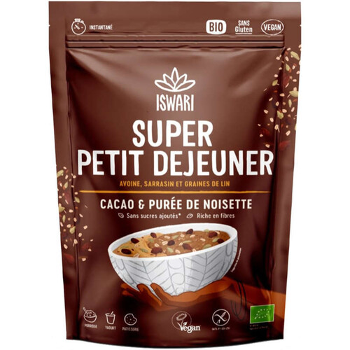 Iswari Super Petit Déjeuner Cacao & Purée de Noisette 360g