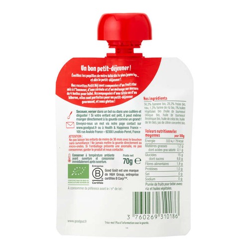 Good Goût Baby Petit Déj Fraise Dés 6 mois BIO 70g