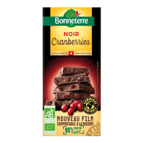 Bonneterre Chocolat Noir Cranberries Bio 100g
