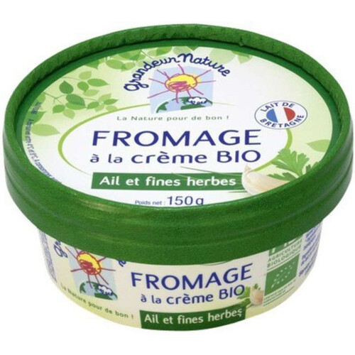 Grandeur Nature Fromage à la Crème Bio Ail et Fines Herbes 150g