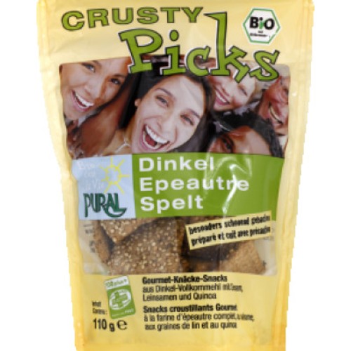 Pural Crusty Snacks Croustillants Epeautre aux Graines de Lin & Quinoa110g