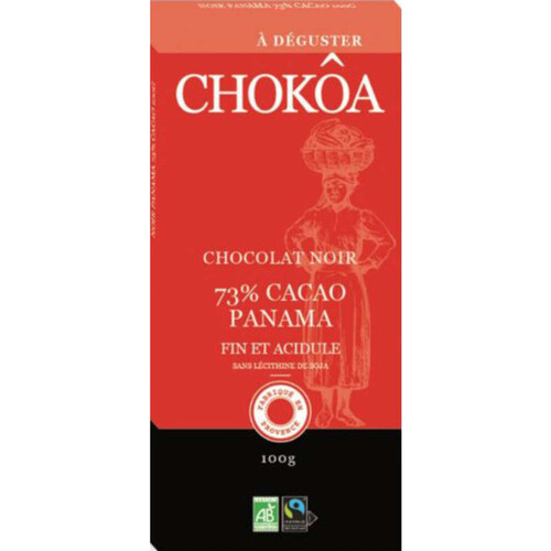 Chokoa Chocolat Noir 73% Cacao Panama Bio 100G