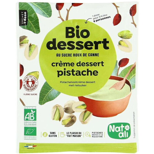 Natali Bio Crème Dessert Pistache Bio au Sucre Roux de Canne 60g
