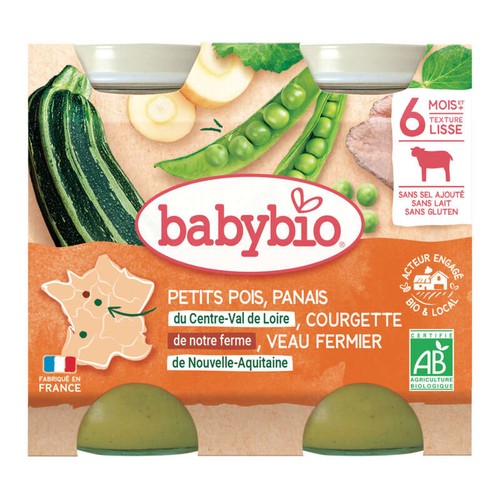 Babybio Petits Pots Légumes Et Veau 6M 2X200g Bio