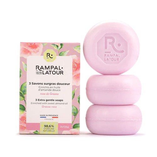 Rampal Latour Savons Surgras Douceur Rose de Grasse 3x125g
