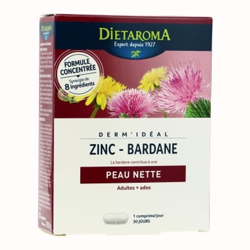 Dietaroma Dermidéal Complexe Zinc Bardane  x30 Comprimés