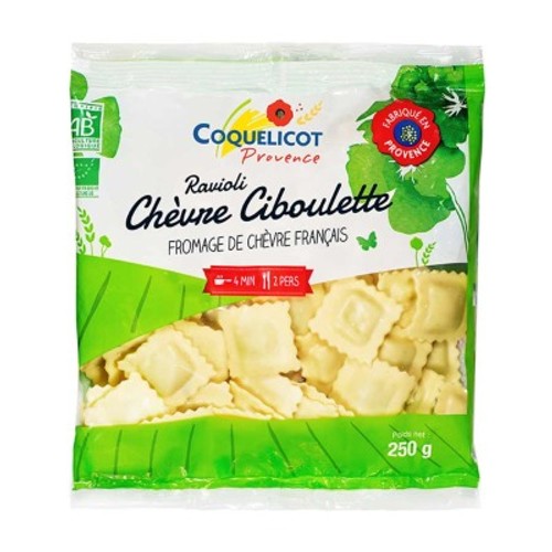Coquelicot Ravioli Chèvre Et Ciboulette Bio 250G