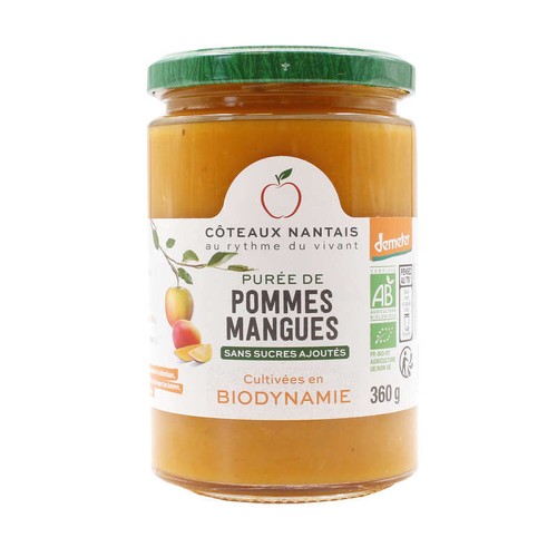 Côteaux Nantais Purée Pomme Mangue Demeter Sans Sucres Ajoutés Bio 360g