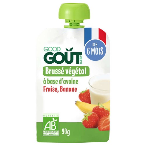 Good Goût Gourde Brassé Végétal Avoine, Fraise Et Banane 6M Bio 90g