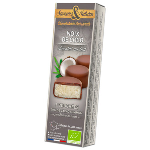 Saveurs & Nature Bouchées Noix de Coco Chocolat au Lait 45g