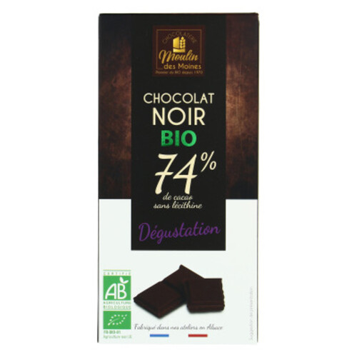 Moulin Des Moines Tablette Choco Noir 74% Bio 100g